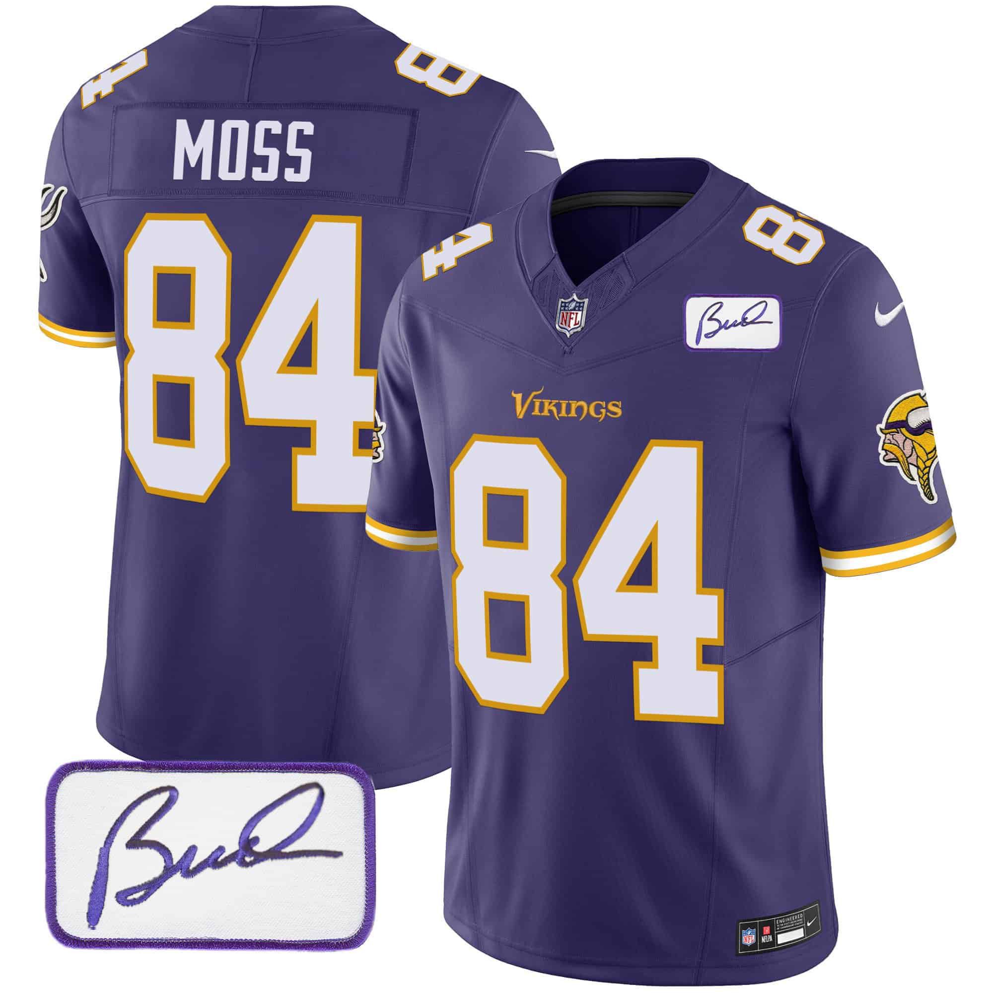 Men Minnesota Vikings #84 Moss Purple 2024 Nike Bud Grant Patch Classic Limited NFL Jersey style 5